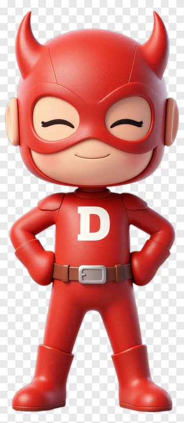 Red Superhero Character With Letter D PNG