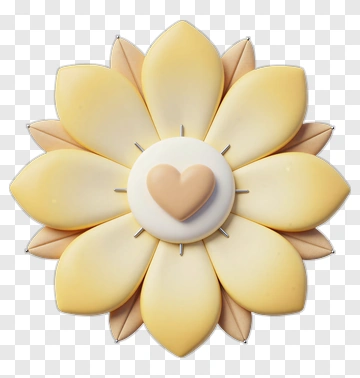 Yellow Flower With Heart Center PNG