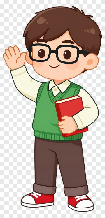 Cartoon Boy Student Waving PNG