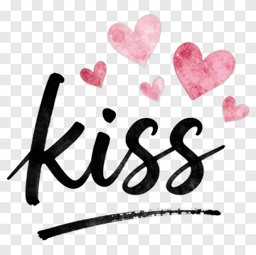 Kiss With Pink Hearts PNG