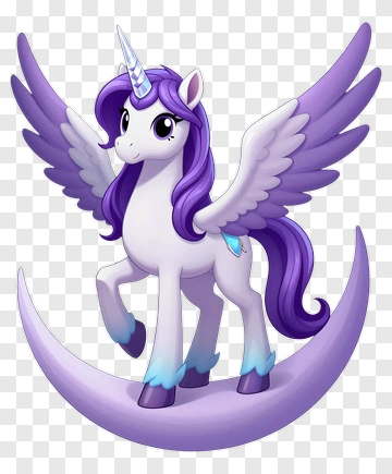 Purple Unicorn With Wings Standing On Moon PNG