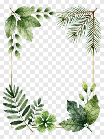 Botanical Frame With Green Leaves PNG