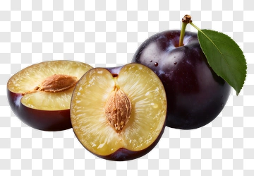 Sliced Plum With Leaf PNG