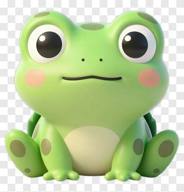 Cute Green Frog Character PNG