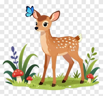 Deer With Butterfly PNG