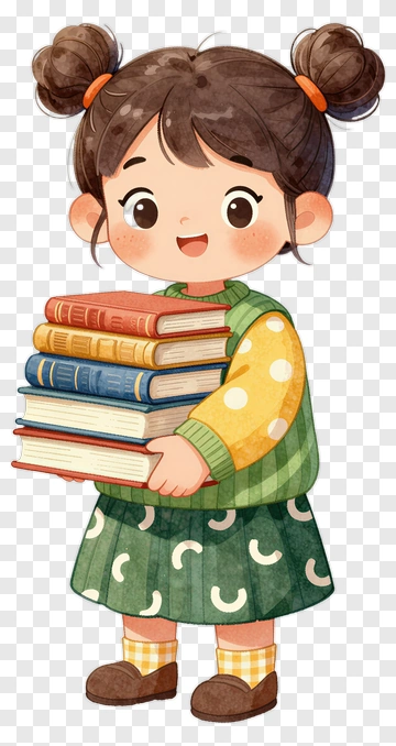 Child Holding Books PNG
