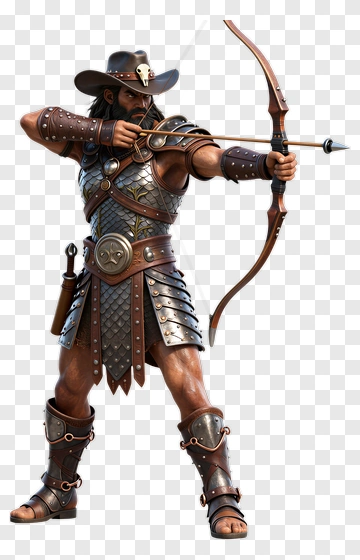 Medieval Archer Warrior With Claymore PNG