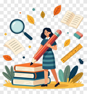 Girl Holding Giant Pencil PNG