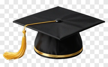Black Graduation Cap With Gold Tassel PNG