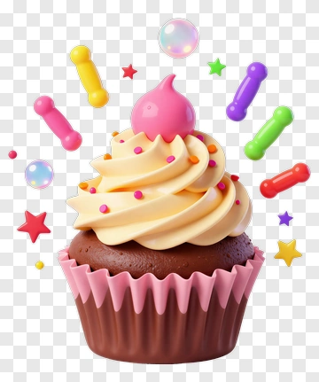 Delicious Birthday Cupcake With Colorful Decorations PNG