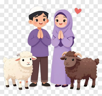 Muslim Couple With Sheep PNG