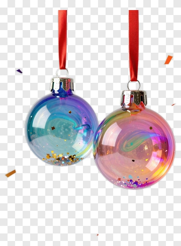 Two Glass Ornaments With Confetti PNG