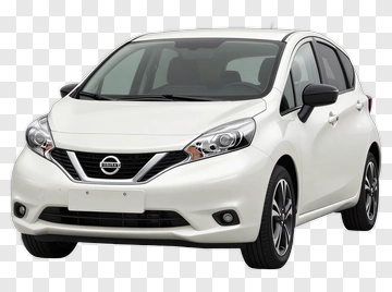 White Nissan Compact Car Front View PNG