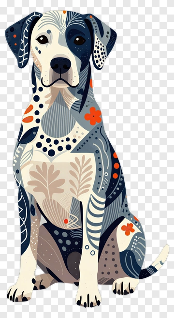 Decorative Dog With Pattern Design PNG
