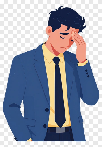 Stressed Businessman Holding Head PNG