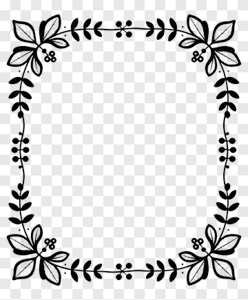 Black And White Leaf Frame PNG
