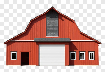 Red Barn With Garage Door PNG