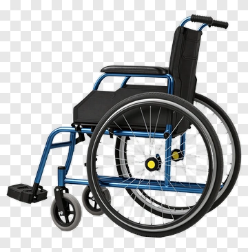 Blue Wheelchair With Black Seat PNG
