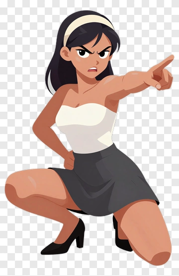 Animated Woman Pointing Angrily PNG