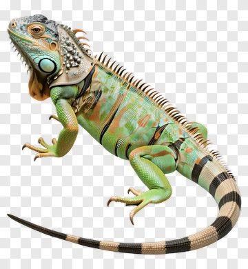 Green Iguana With Spine And Tail PNG