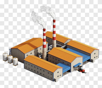 Factory Industrial Complex With Smokestack PNG