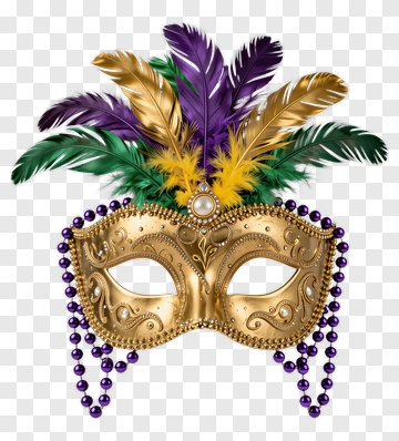 Golden Masquerade Mask With Feathers PNG