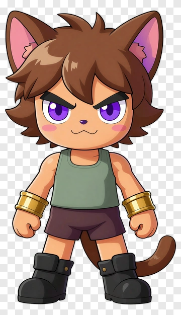 Angry Cat Boy Character PNG