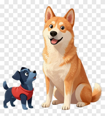 Two Dogs One Big One One Small PNG