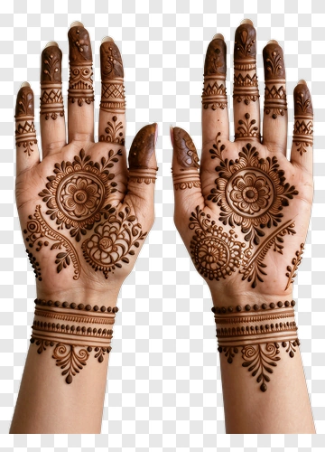 Henna Hands With Floral Patterns PNG