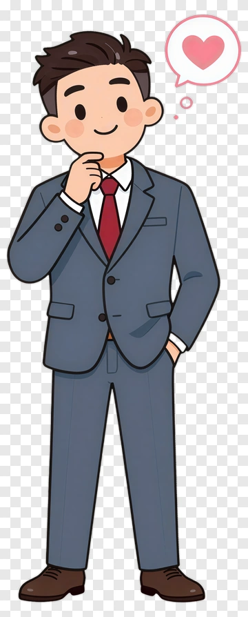 Man Thinking With Heart Thought Bubble PNG
