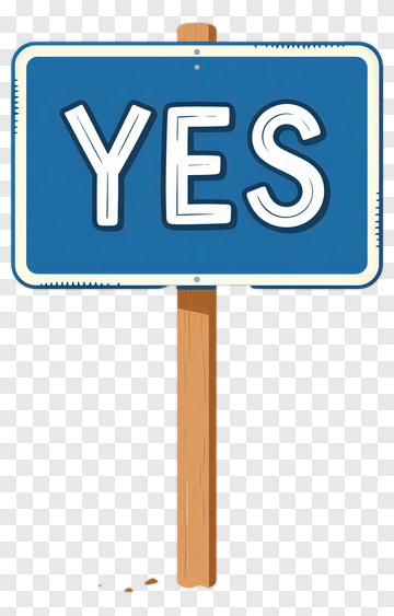 Blue Sign With YES Text PNG