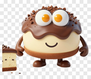 Cheesecake Character With Chocolate PNG