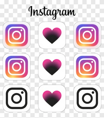 Instagram Logo And Heart Icon Set PNG