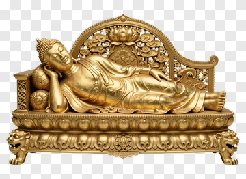 Reclining Buddha Golden Statue PNG