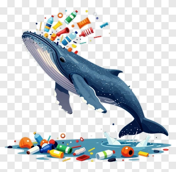 Whale With Plastic Pollution PNG