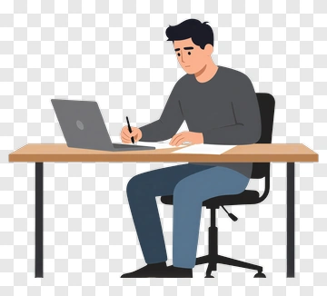 Man Working At Desk PNG