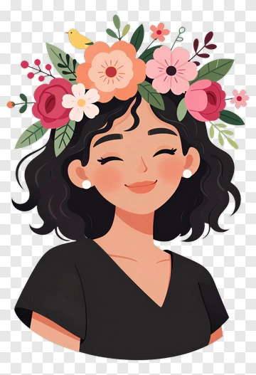 Woman With Flower Crown PNG