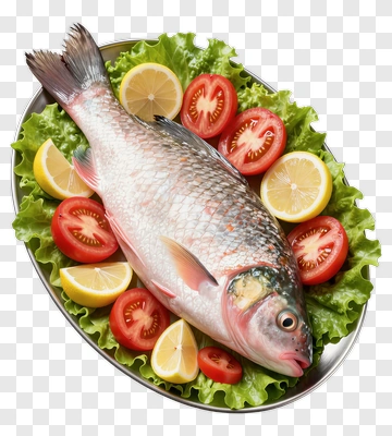 Fresh Fish With Vegetables PNG