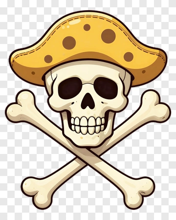 Cartoon Skull With Mushroom Hat PNG