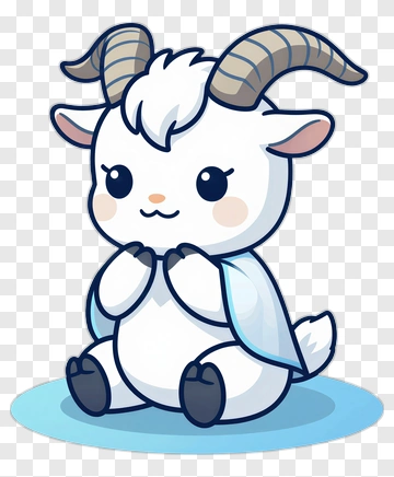Cute Kawaii Goat Character PNG