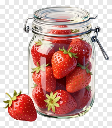 Strawberries In A Glass Jar PNG