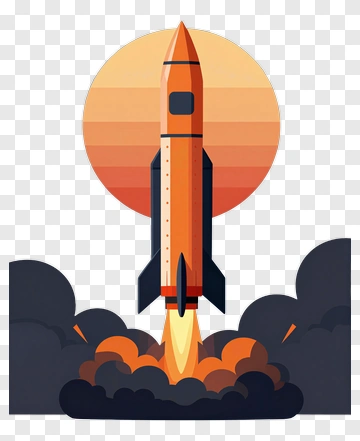 Orange Rocket Launching PNG