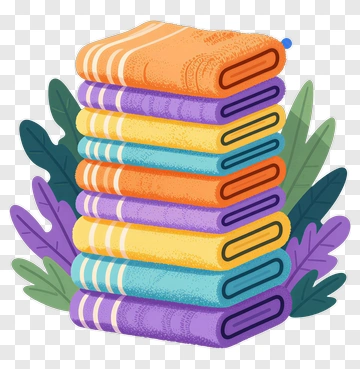 Stack Of Colorful Folded Towels PNG