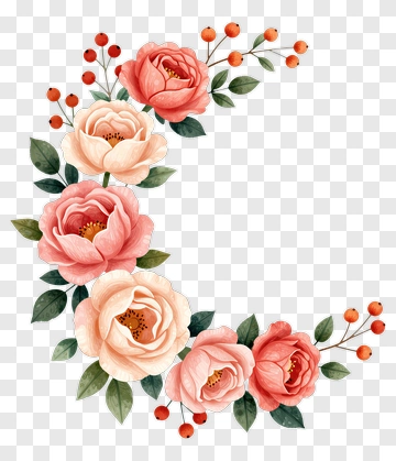 Watercolor Flower Arrangement With Berries PNG