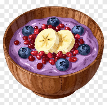 Purple Smoothie Bowl With Bananas And Berries PNG