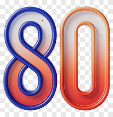 Number 80 In 3D Design PNG