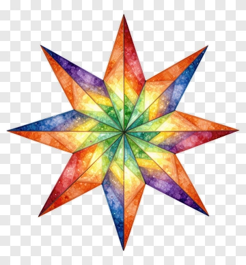 Rainbow Star With Galaxy Pattern PNG