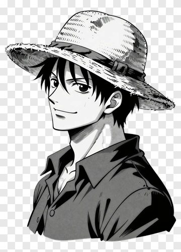 Anime Character Wearing Straw Hat PNG