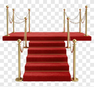 Red Carpet Staircase With Gold Barrier PNG