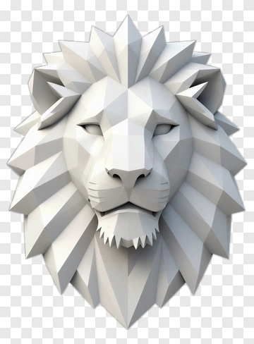 White Lion Head Sculpture PNG
